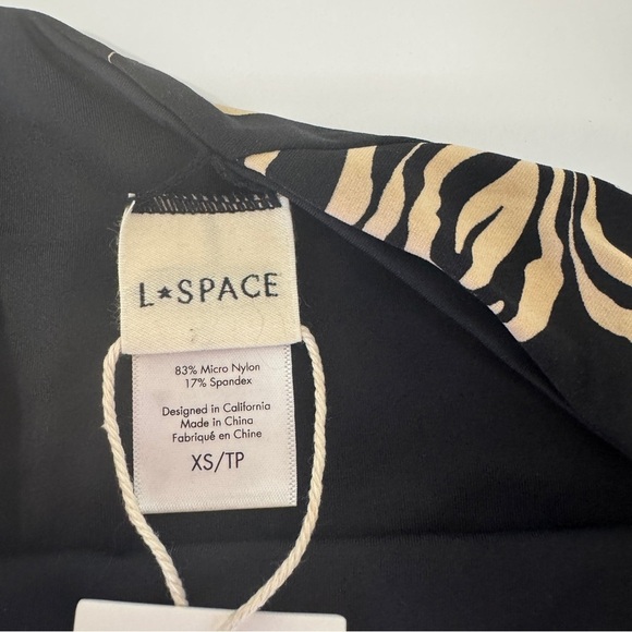 NWT L*Space High Tide Bikini Bottom XS Black Floral Retro High Waist - Picture 6 of 6